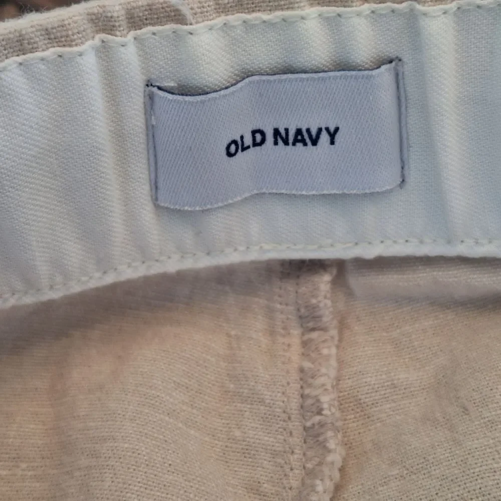 Old Navy Linen Blend Slim Pull On Trousers NWOT Drawstring Pants Beige Men's L